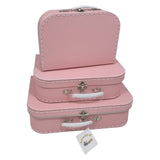 Playwood cardboard suitcase set pink, 3st.