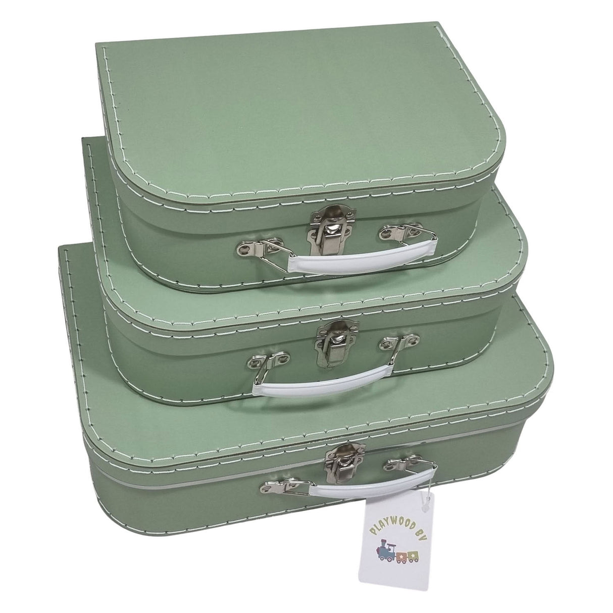 Playwood Cardboard Suitcase Set Green, 3st.