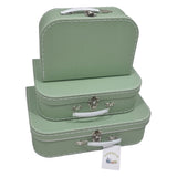 Playwood cardboard suitcase set green, 3st.