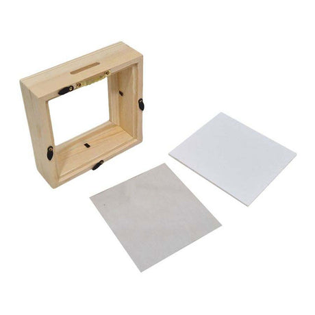 Playwood wooden piggy bank plexiglass with white back small