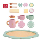 Playwood wooden tea set pastel, 17 pieces.