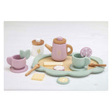 Playwood wooden tea set pastel, 17 pieces.