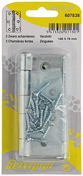 Mack 1013612 - 2 heavy-duty galvanized hinges h 100 x w 76 mm | 5 pieces