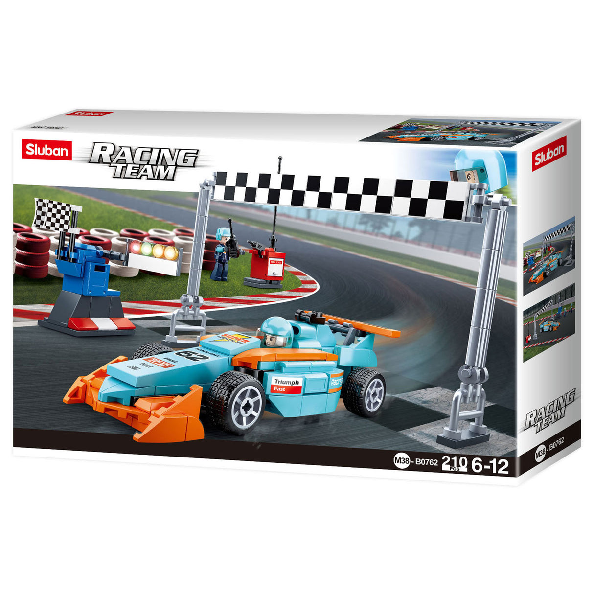 Sluban Racing Team - Jouets de construction en petit circuit pour enfants à partir de 6 ans - Boîte de construction avec 210 blocs de construction - m38-b0762