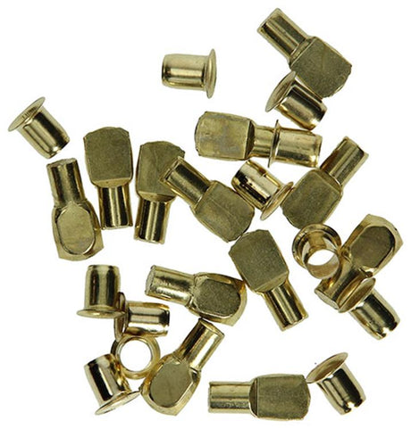 Mack 1013318 - 12 shelf supports ø 7mm sleeves ø 7.5mm brass-plated | 5 pieces