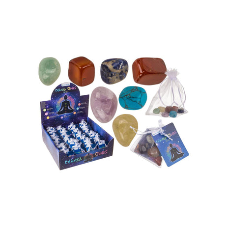 Aus de bloe Chakra Steng Set vu 7 Stéck 1,5x1cm