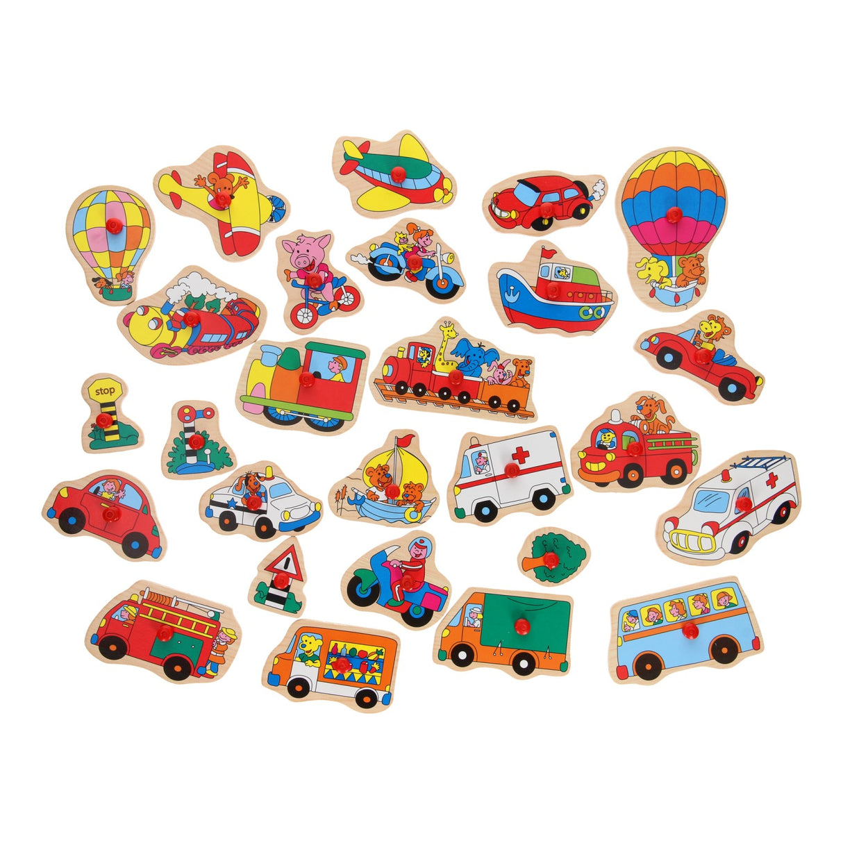 Joueco wooden stud puzzle xl - vehicles