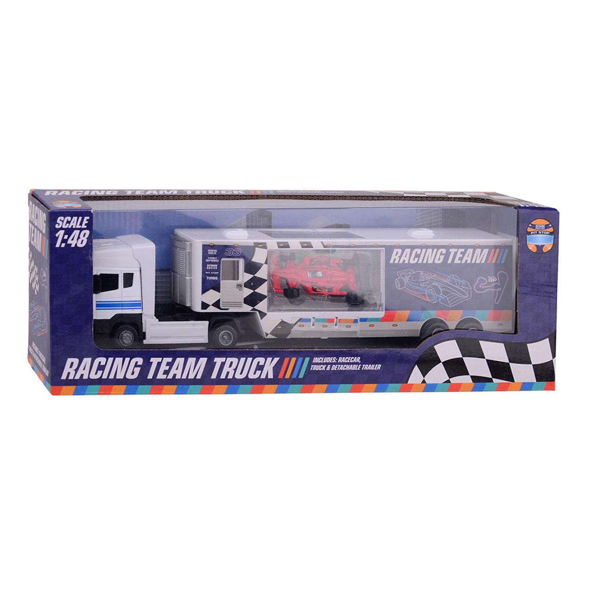 Camion d'équipe de course avec Die Cast Racenauto