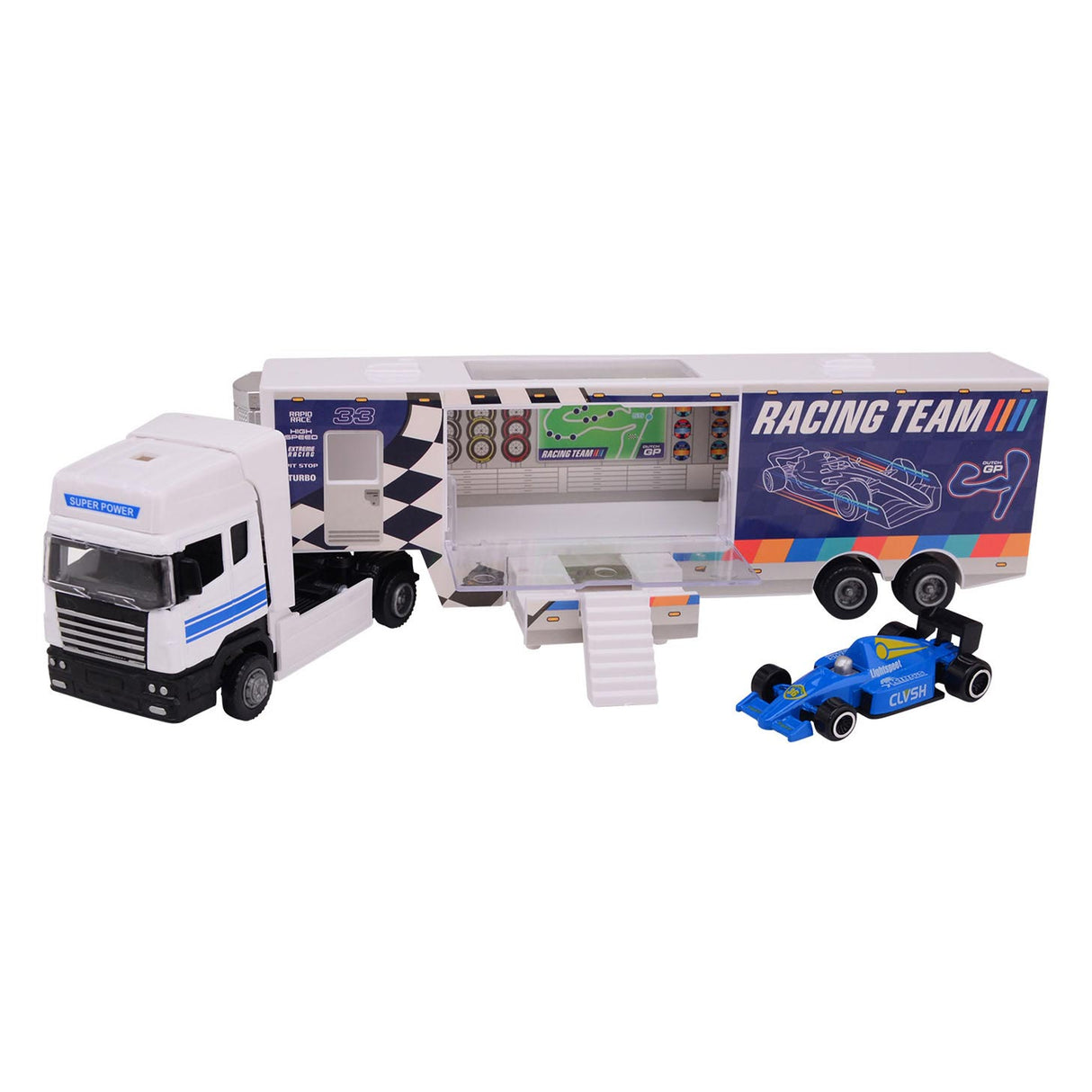 Race Team Truck med die cast racenauto