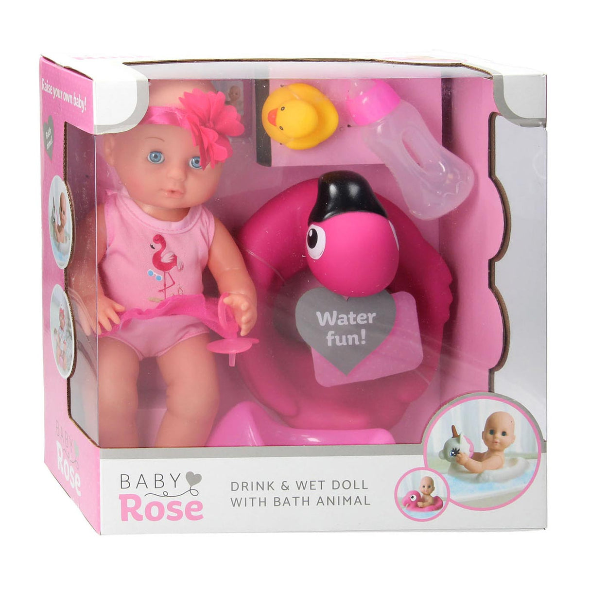 Baby Rose Drinking och Plaspop, 30 cm med tillbehör