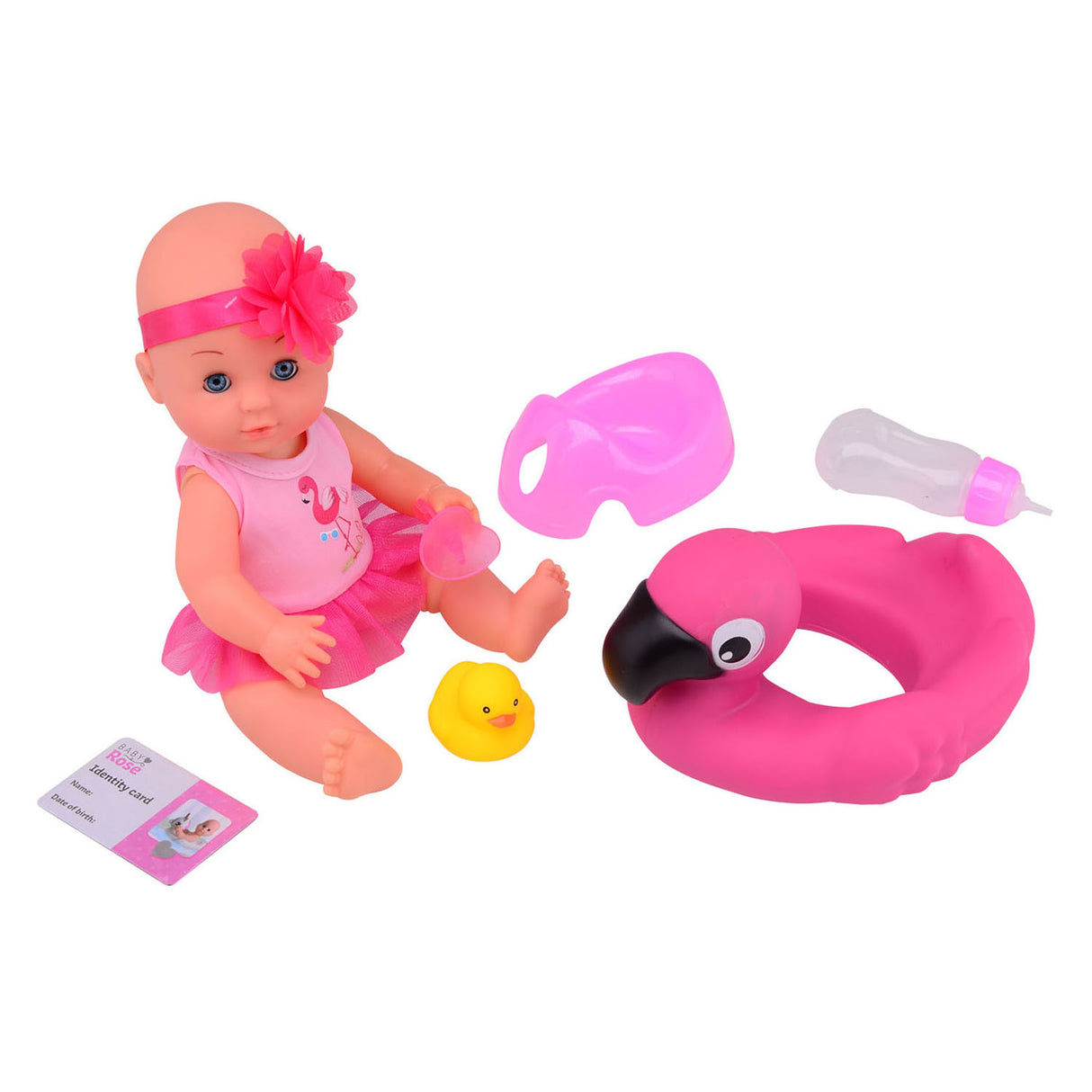 Baby Rose Drinking and Plaspop, 30 cm med tilbehør