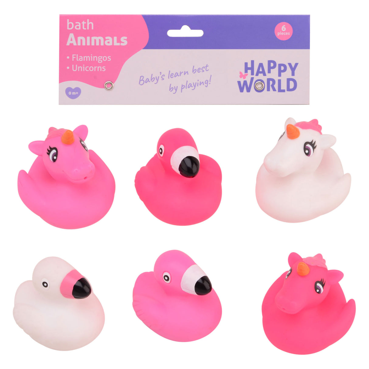 Johntoy Happy World Unicorn Bath figure, 6st.