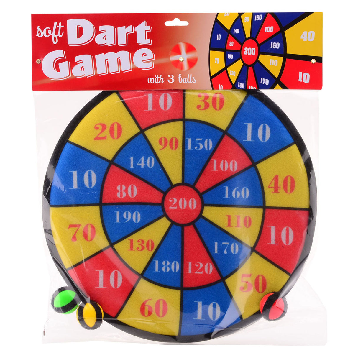 Johntoy Velcro Dartspel mit 3 Bällen, 36 cm