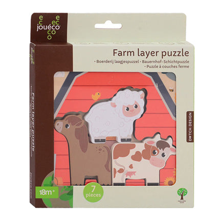 Joueco wooden layer puzzle farm, 7st.