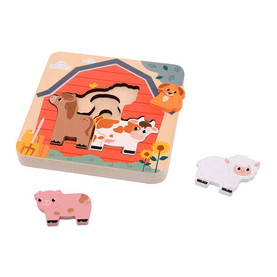 Joueco wooden layer puzzle farm, 7st.