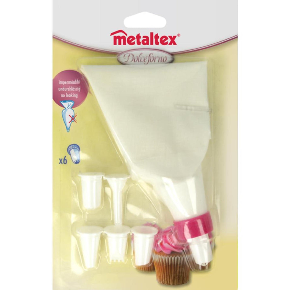 Metaltex piping bag 23cm + 6 piping nozzles
