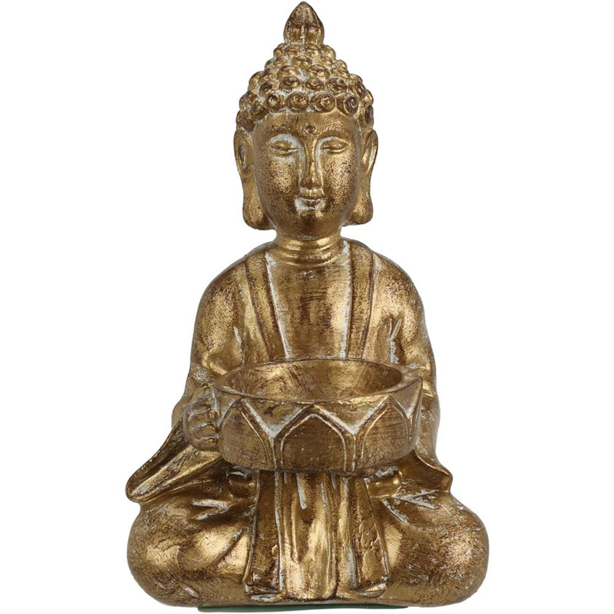 Hemstyling Buddha värmeljushållare guldkräm