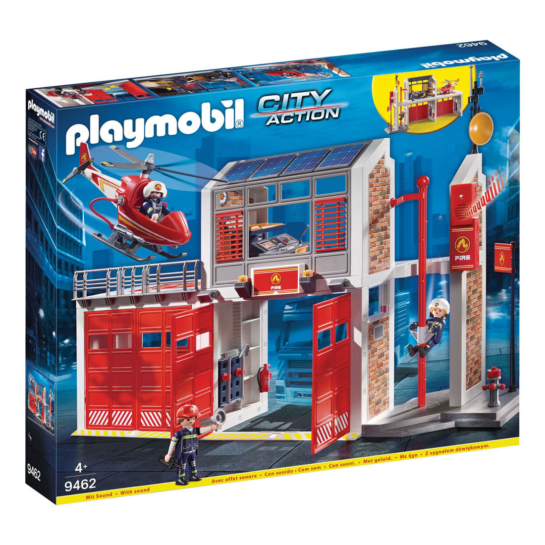 PlayMobil Stad Handlung grouss Feier Gare mat Helikopter 9462