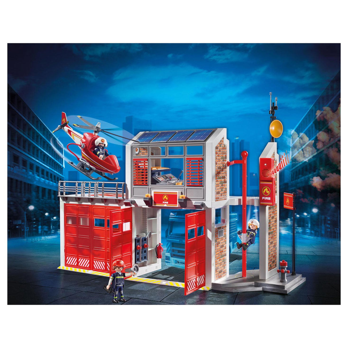 PlayMobil Stad Handlung grouss Feier Gare mat Helikopter 9462