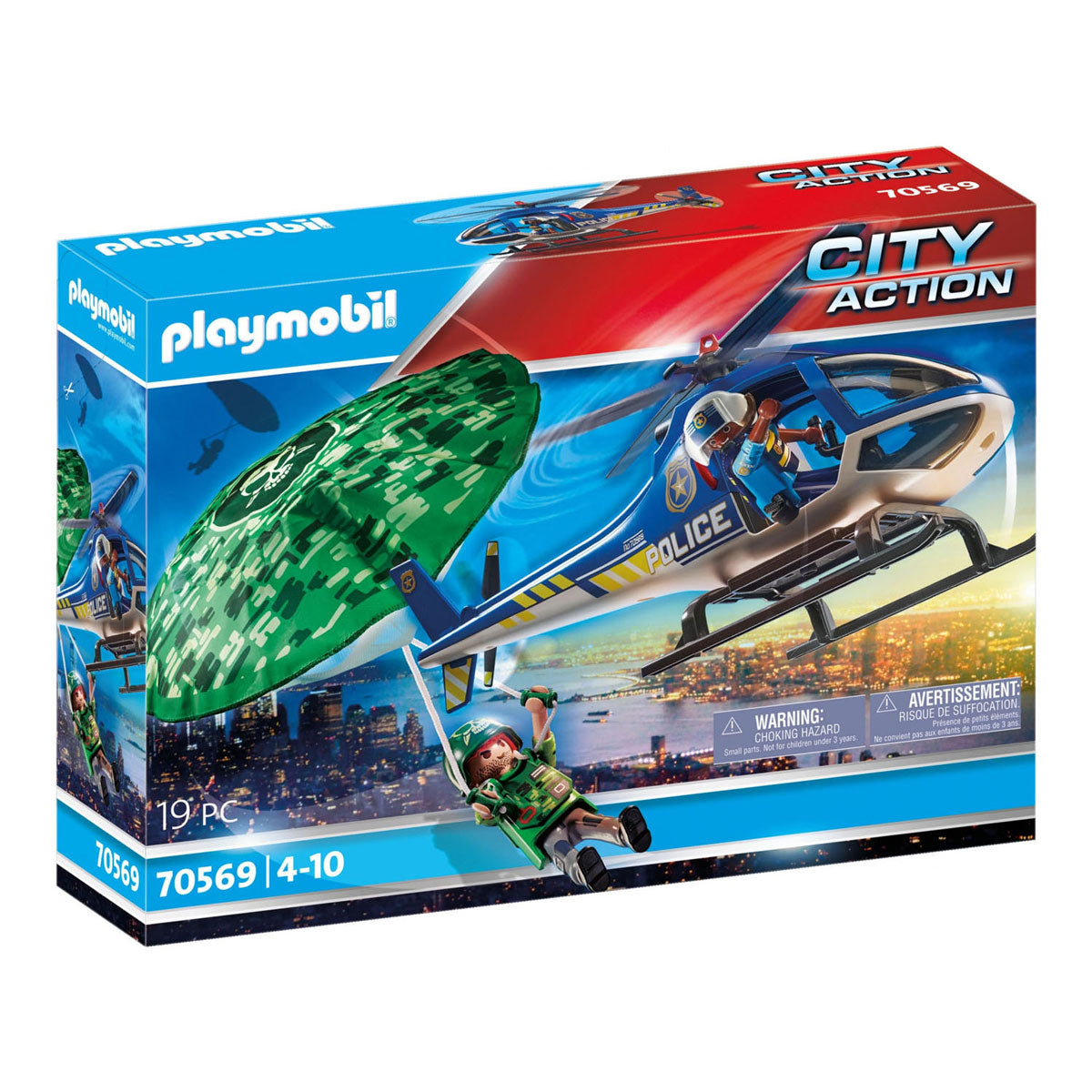 Playmobil City Action Police Hubschrauber Fallschirm Verfolgung 70569