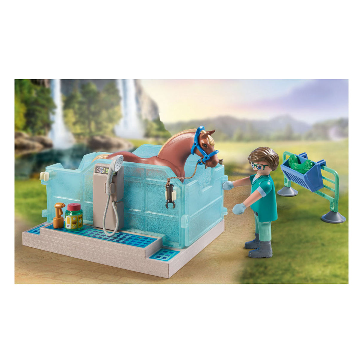 Playmobil hester eller fossehestterapi Veterinærpraksis 71352