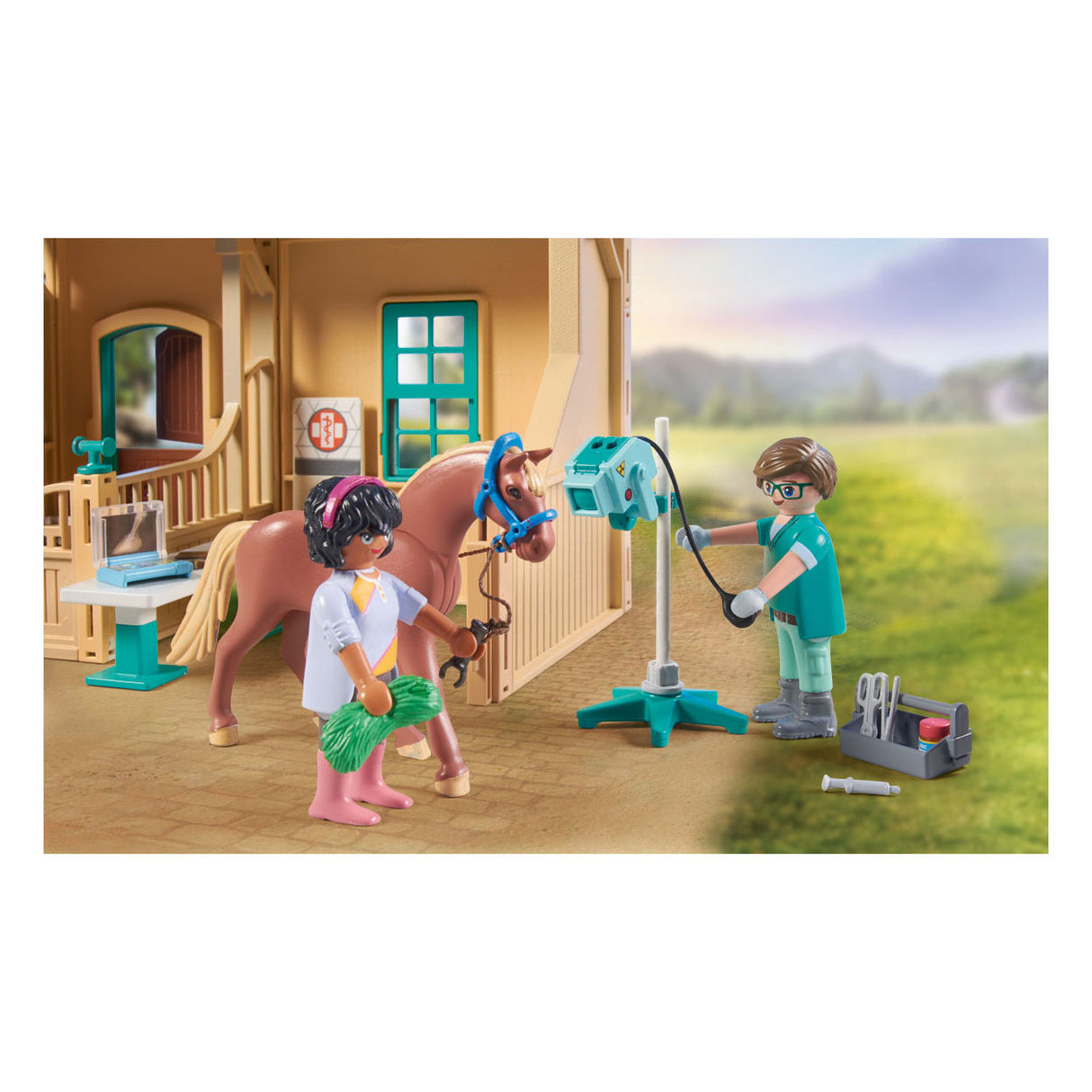 Playmobil hester eller fossehestterapi Veterinærpraksis 71352