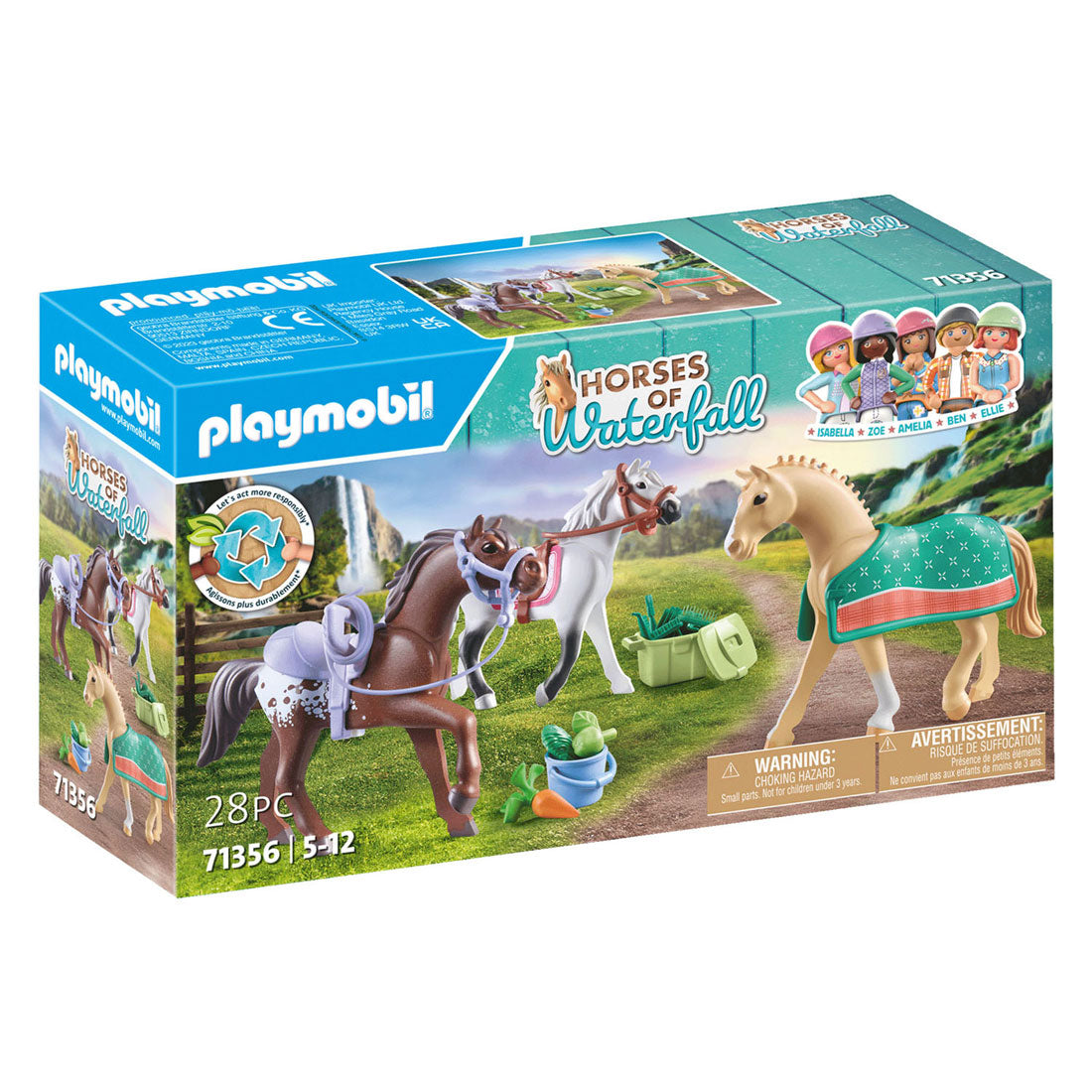 Playmobil chevaux ou cascade 3 chevaux avec accessoires 71356