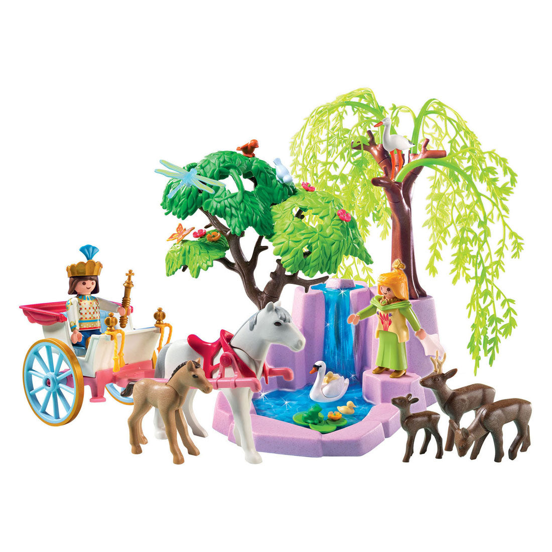 Playmobil Prince und Prinzessin mit Wagen und Wasserfall - 5021