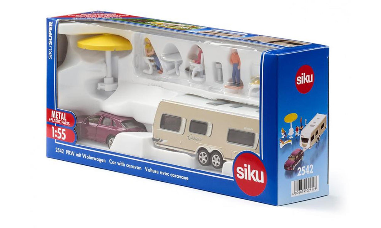 Siku Auto mat Caravan (1:55)