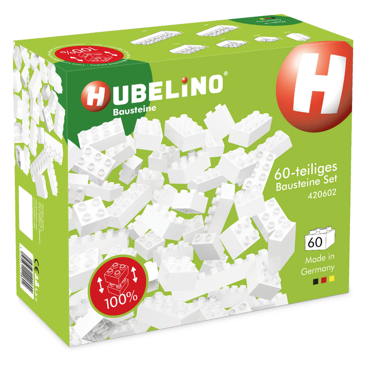 Hubelino Building Blocks White, 60dlg.