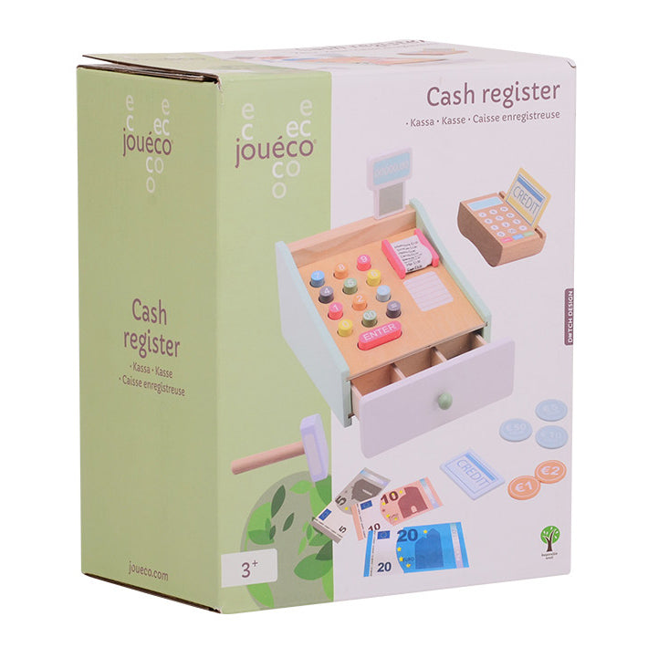 Joueco wooden cash register with scanner