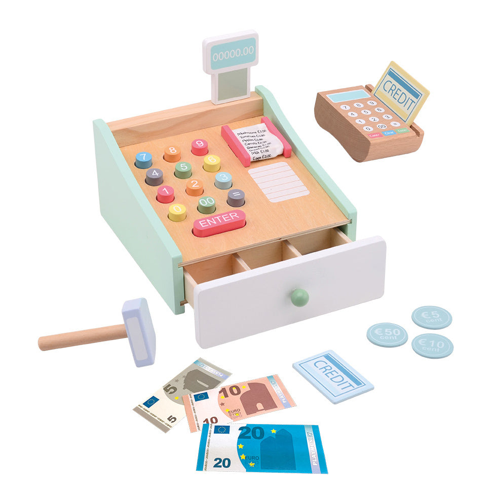 Joueco Wooden Cash Register se skenerem