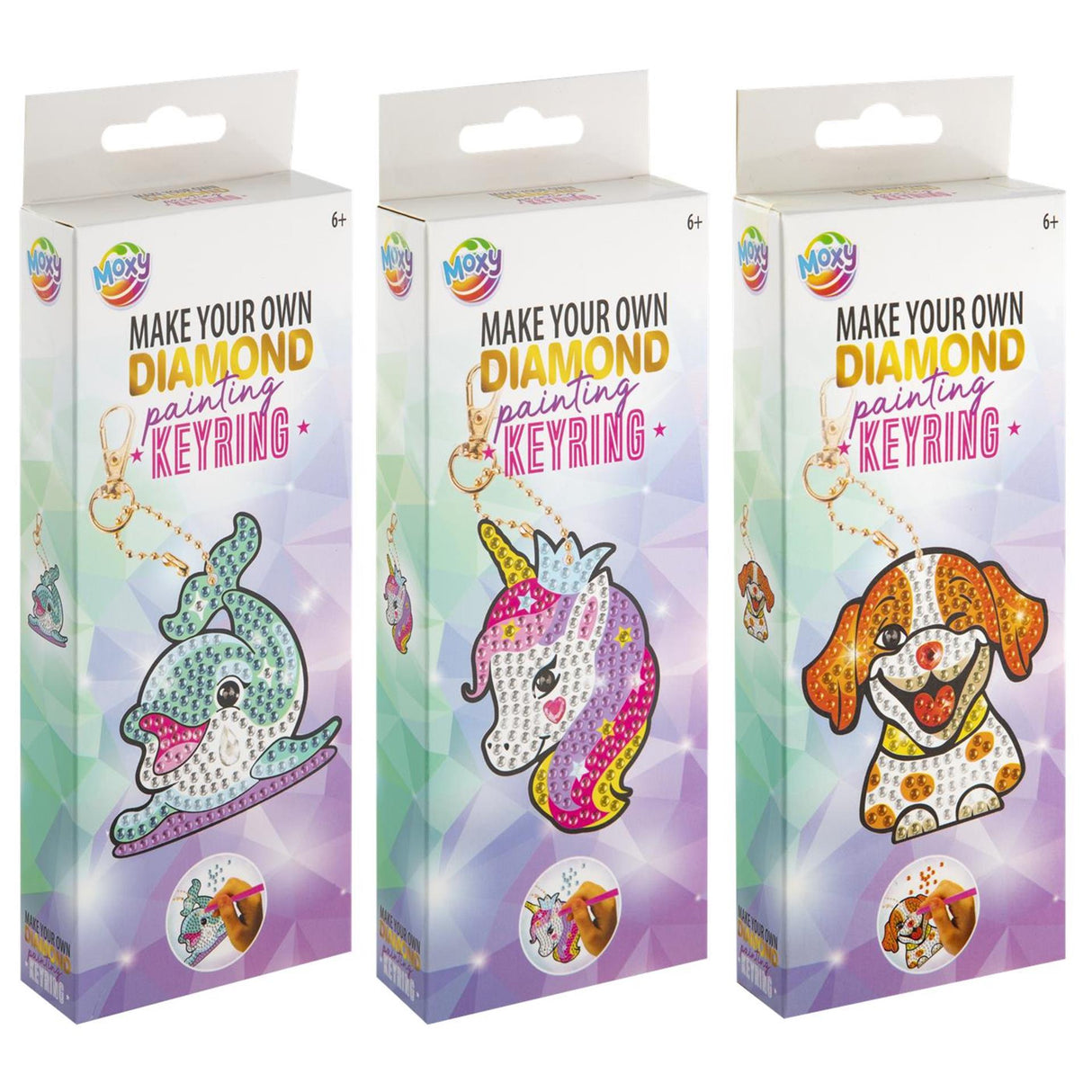 Moxy diamond painting key ring 3 assorted
