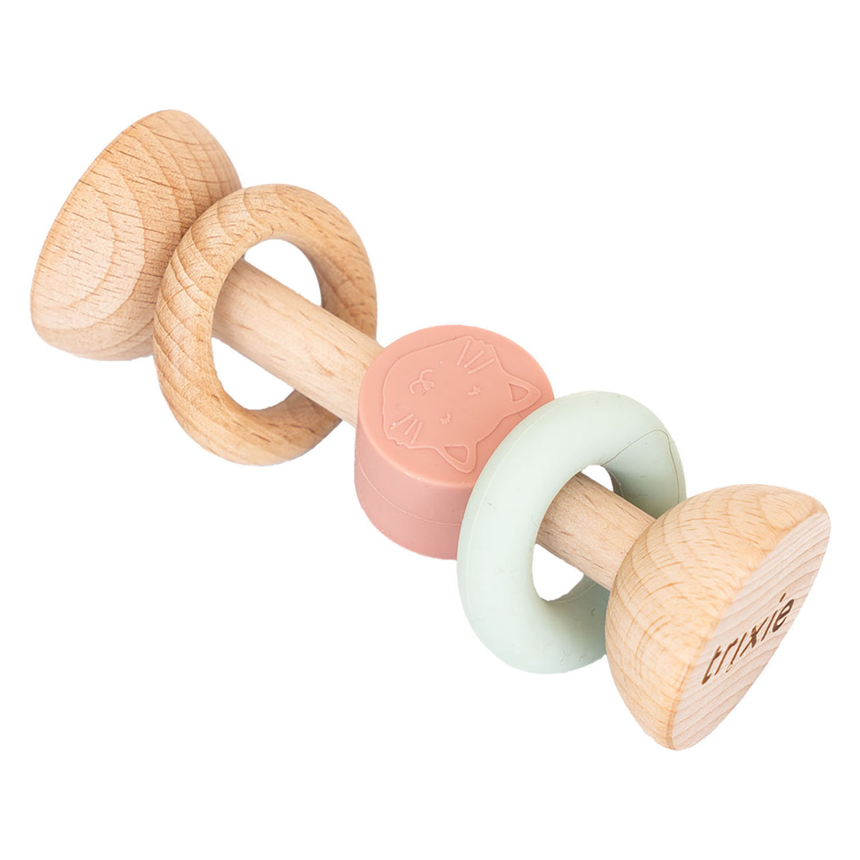 Trixie wooden silicone rattle - mrs. cat