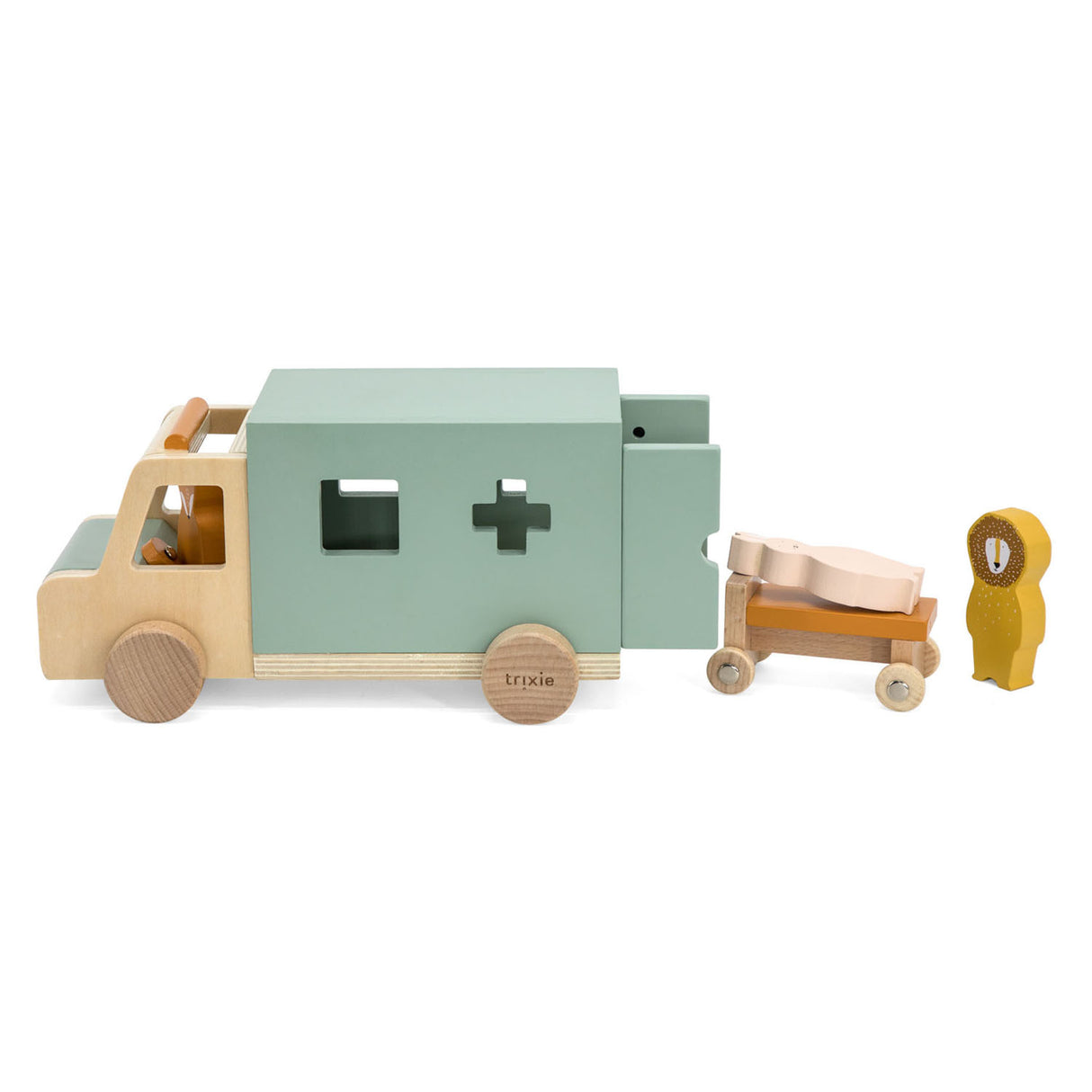 Trixie wooden toys - ambulance car - toy car for children - ambulance - for boys and girls - fsc