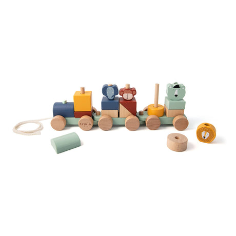 Trixie wooden toys - animal train - with building blocks - train set with blocks - from 1.5 years - for boys and girls - fsc