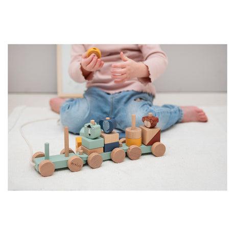 Trixie wooden toys - animal train - with building blocks - train set with blocks - from 1.5 years - for boys and girls - fsc