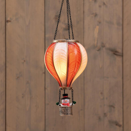 Anna's collection luchtballon met kerstman 20led met vlameffect 14x25cm rood wit werkt op 2xaaa batterijen met 6 uur timer