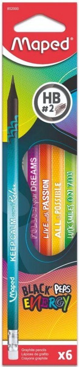 Maped office maped black peps energy hb2 pencils 6 kusů
