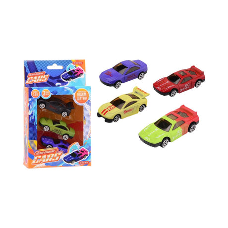 Johntoy Faarf änneren Die-Goss Rennauto, 3 Stéck.
