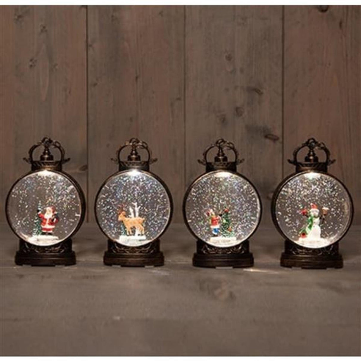 Anna's collection lantern with glitter water 10x17cm