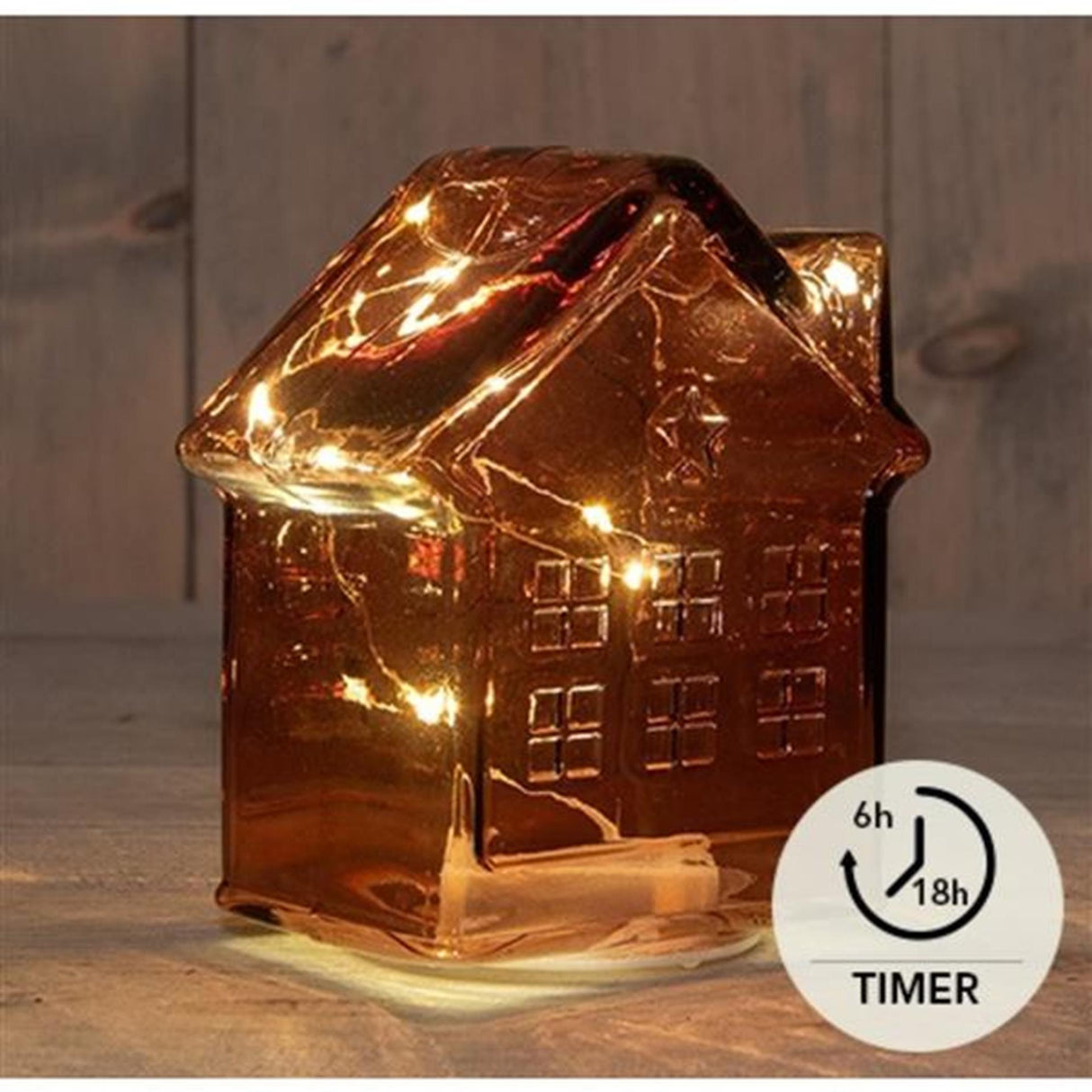 Anna's collection led house glass bordeaux h14cm