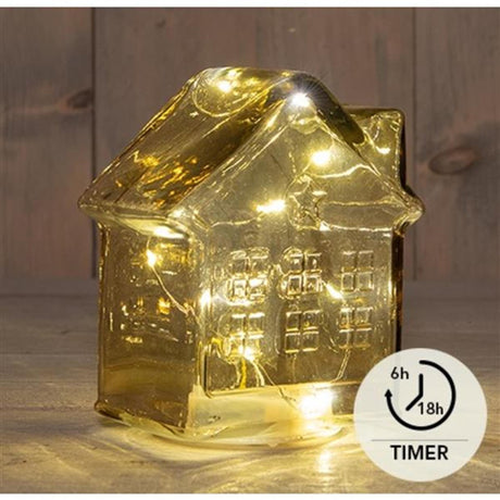 A coleção de Anna levou casa de vidro âmbar h14cm
