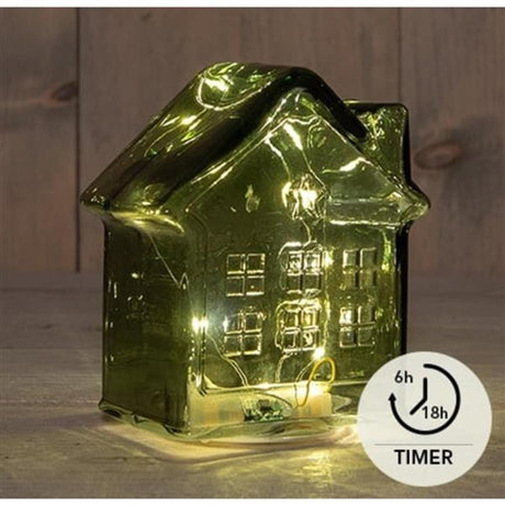A coleção de Anna levou casa de vidro verde h14cm