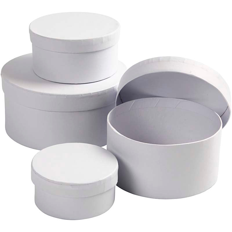 Creativ Firma https: www.cchobby.nl round-boxes-size-8x4-10x5-12x6-14x7-cm-white-4-piece-1-set