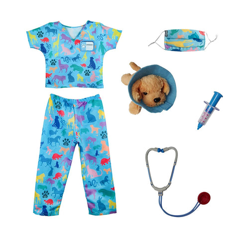 Skvělý kostým pro uchazeče veterinář 5-6 let, 8 kusů.