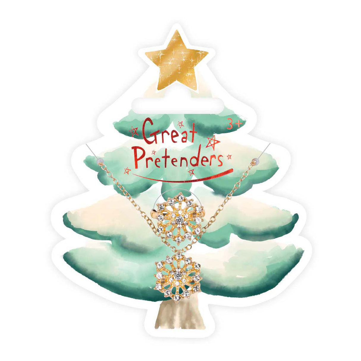 Great pretenders snowflake necklace and ring set - 2pcs.