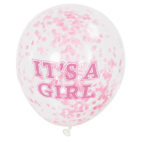 Haza witbaard confetti ballonnen meisje, 6st.