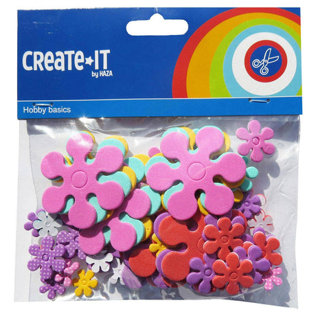 Haza white beard foam stickers flowers, 70 pcs.