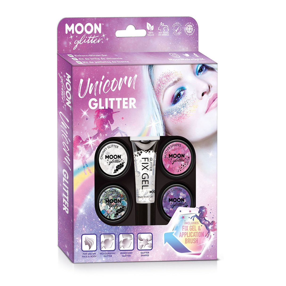 HAZA WITBAARD SCHMINK OG GLITTER SET Unicorn